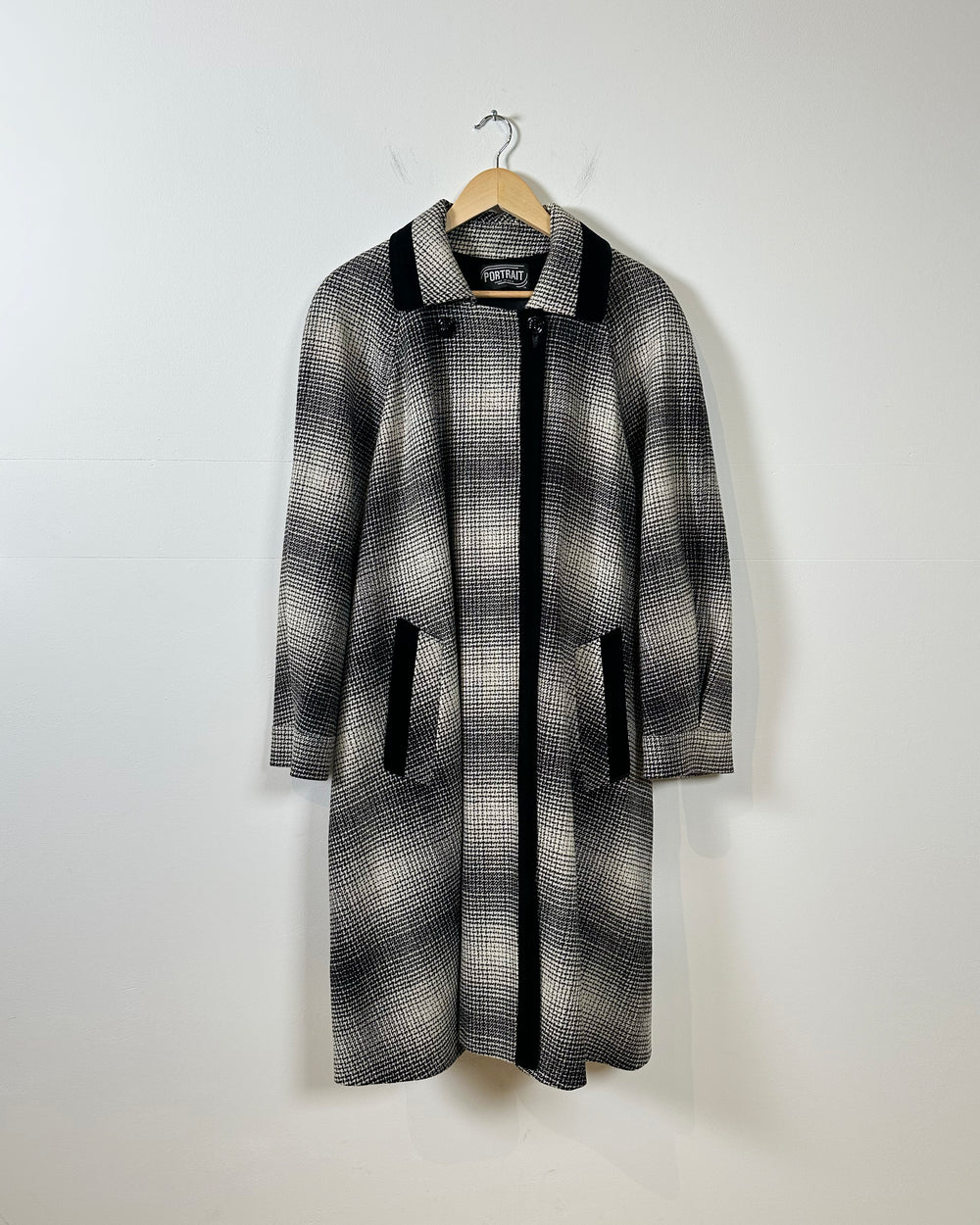 Vintage Wool Plaid Duster Coat
