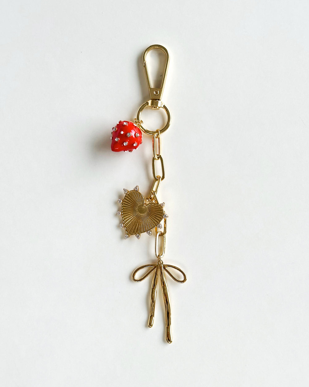 Heart, Bow and Strawberry Bag Charm