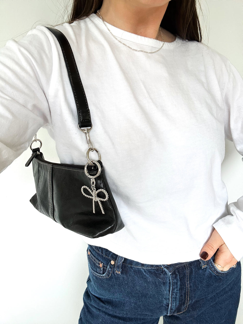 Silver Bow Bag Charm