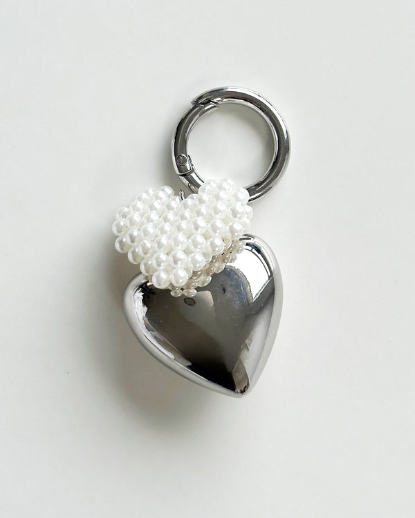 Pearl Heart Bag Charm