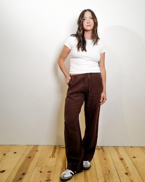 Linen Track Pant - Espresso