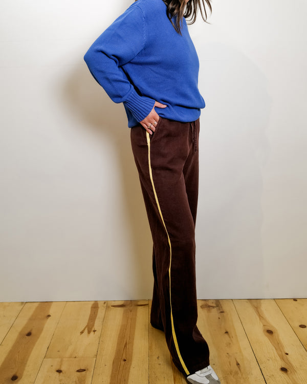 Linen Track Pant - Espresso