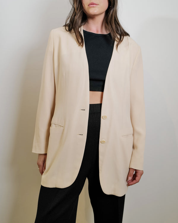 Vintage Calvin Klein Wool Blazer - Cream