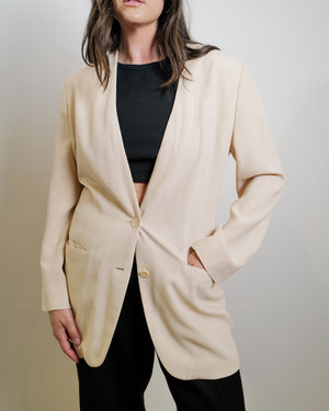 Vintage Calvin Klein Wool Blazer - Cream
