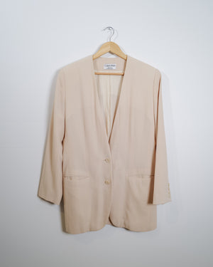 Vintage Calvin Klein Wool Blazer - Cream