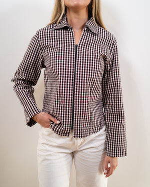 Gingham Zip Top