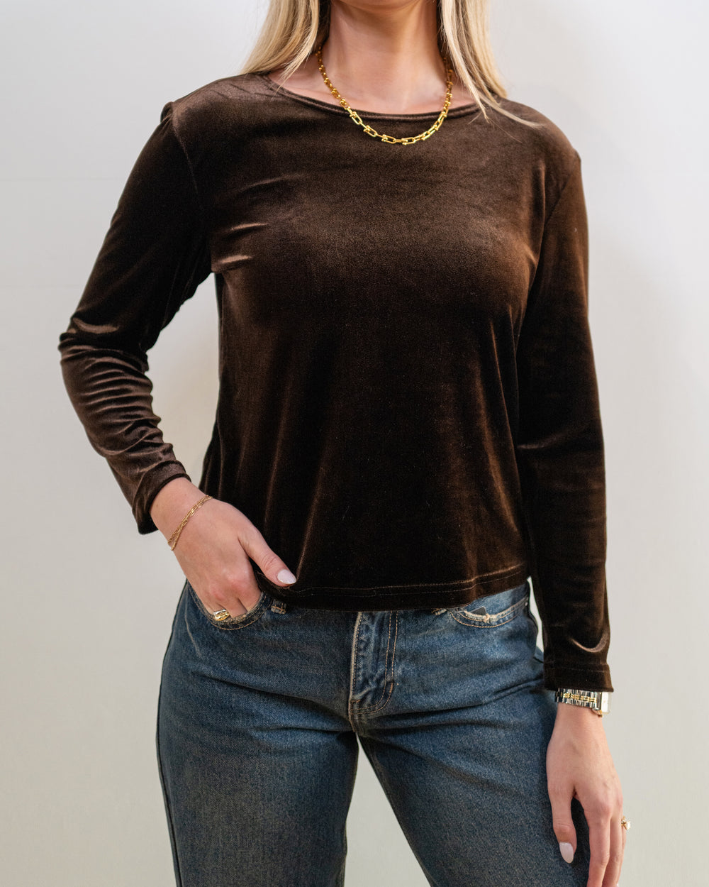 Vintage Brown Velvet Top