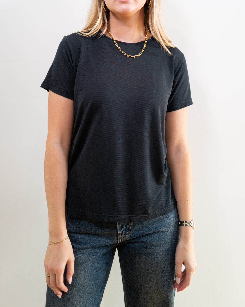 Vintage Black Silk Top