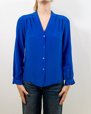 Vintage Blue Silk Shirt