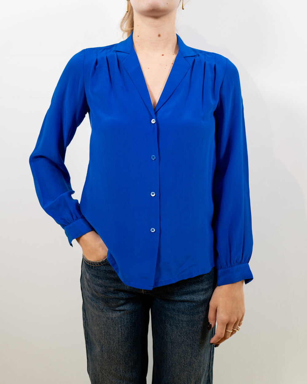 Vintage Blue Silk Shirt