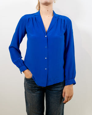 Vintage Blue Silk Shirt