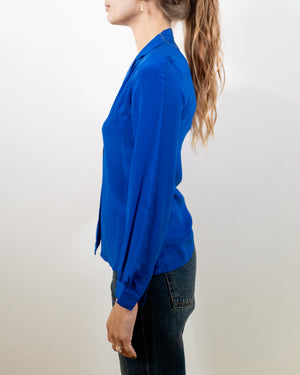 Vintage Blue Silk Shirt