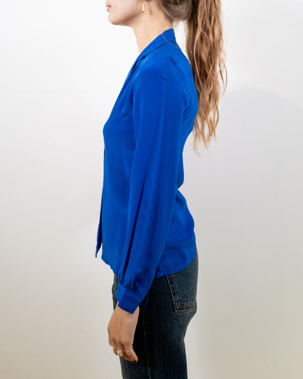 Vintage Blue Silk Shirt