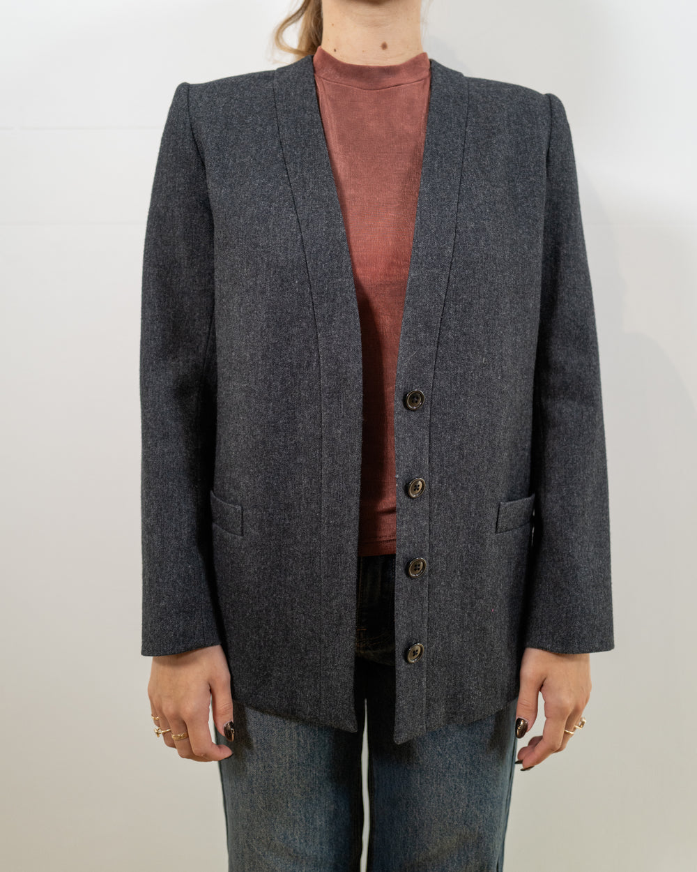 Vintage Charcoal Gray Blazer