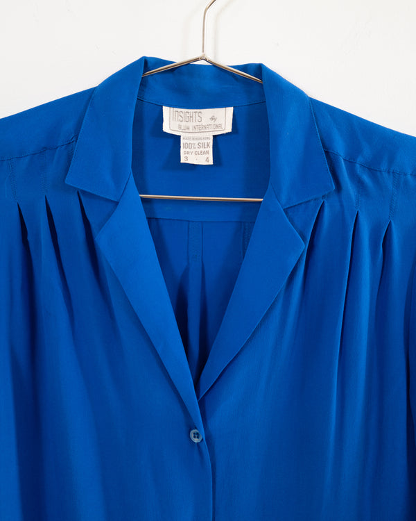 Vintage Blue Silk Shirt