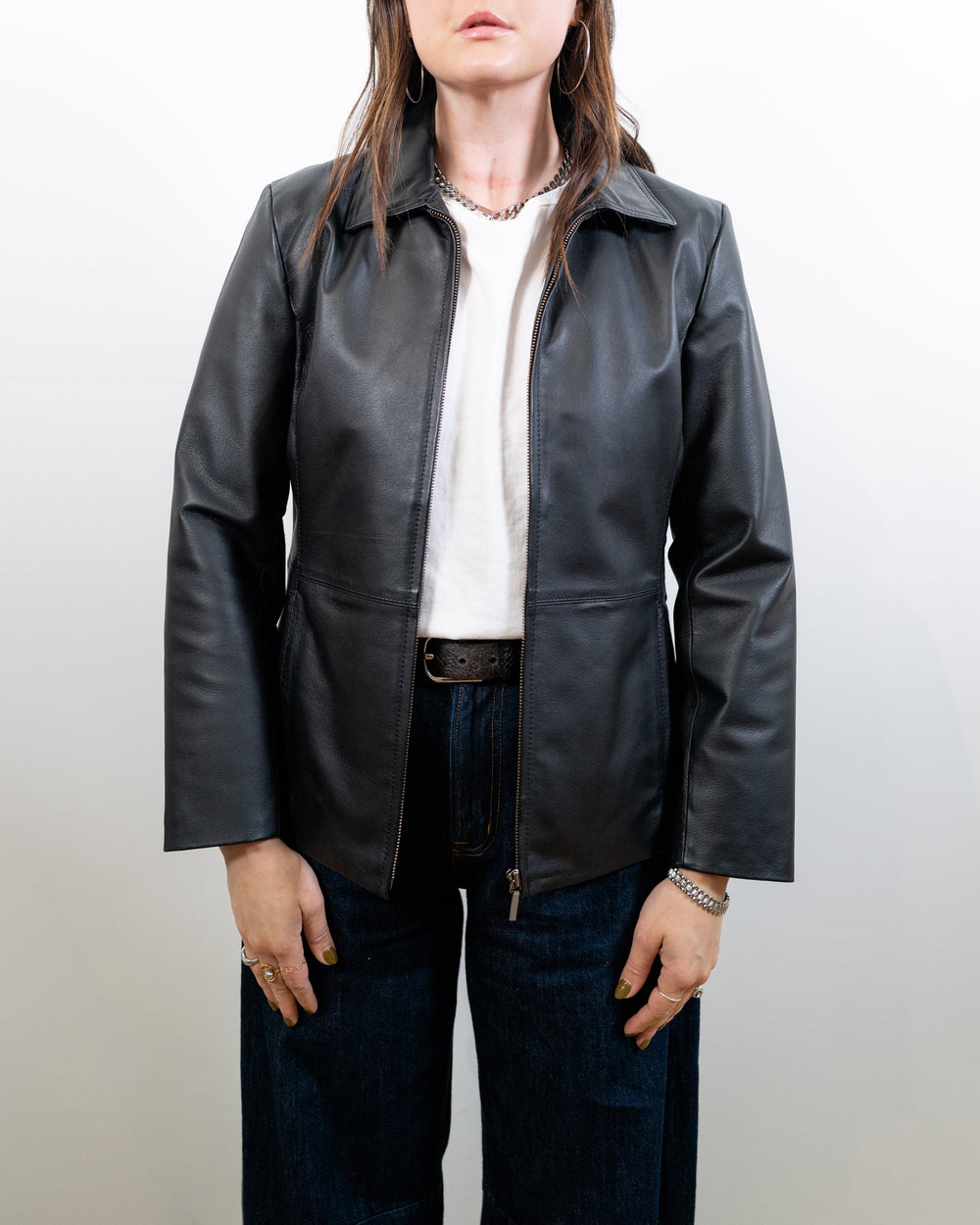 Vintage Leather Zip Jacket