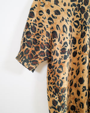 Vintage Leopard Print Short Sleeve Sweater