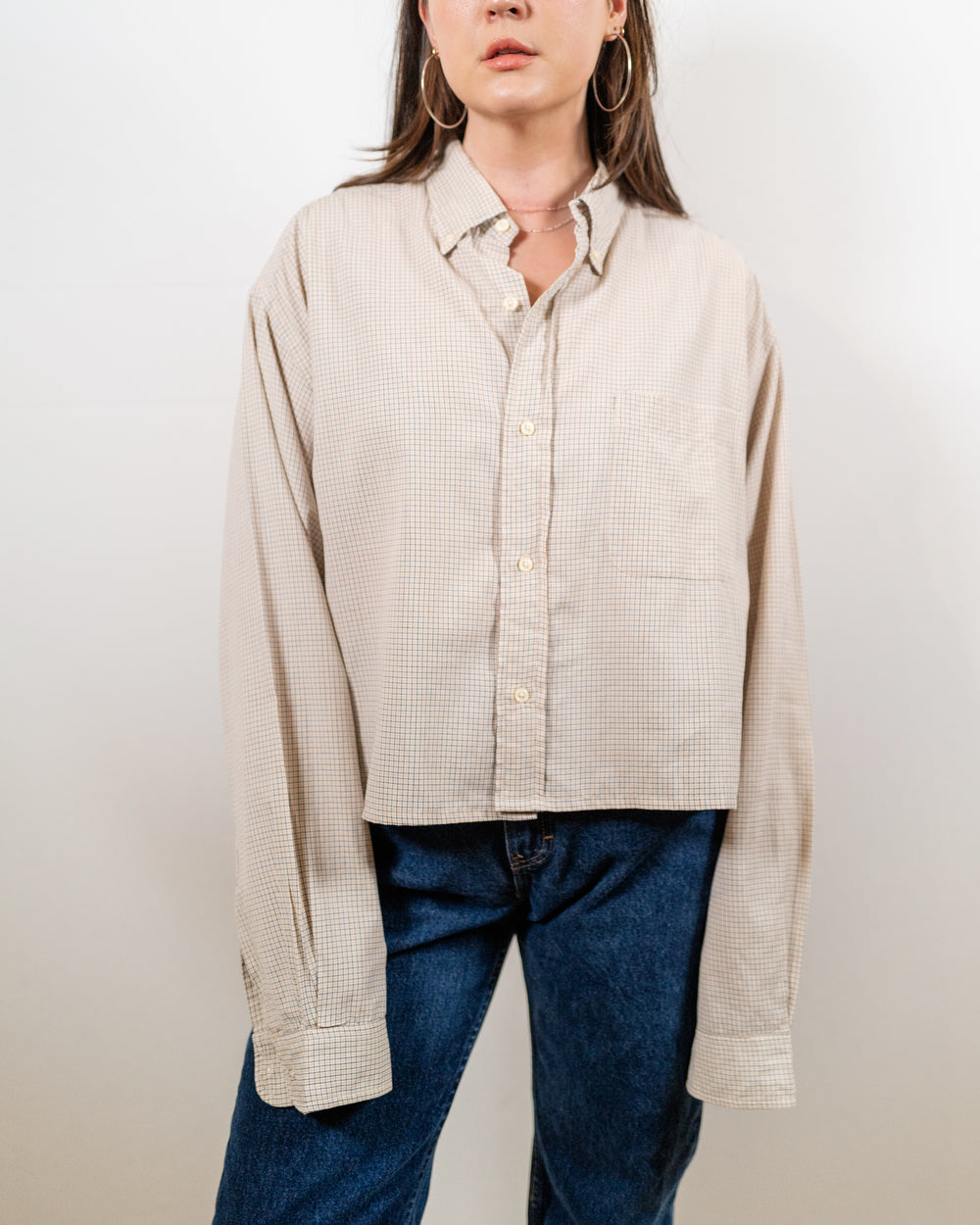 Vintage Reworked Cropped Ralph Lauren Top - Cream