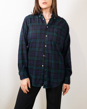 Vintage Plaid Wool Blend Mens Shirt