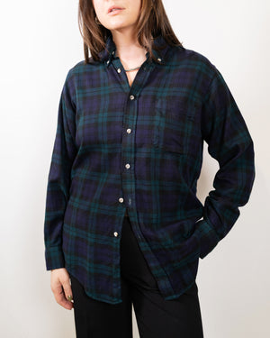 Vintage Plaid Wool Blend Mens Shirt
