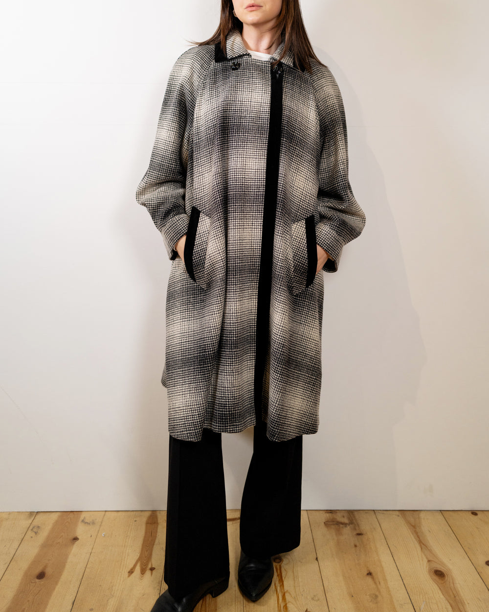 Vintage Wool Plaid Duster Coat