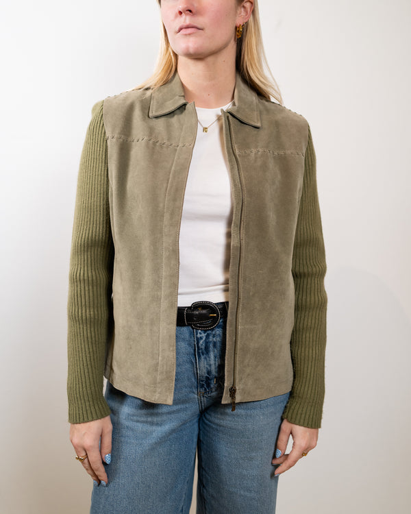 Vintage Sage Green Suede Jacket
