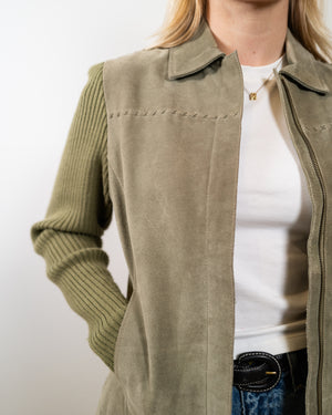 Vintage Sage Green Suede Jacket