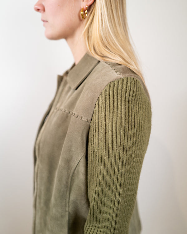 Vintage Sage Green Suede Jacket