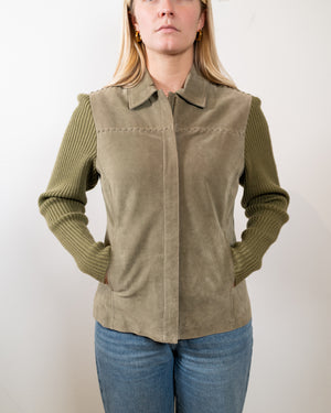 Vintage Sage Green Suede Jacket