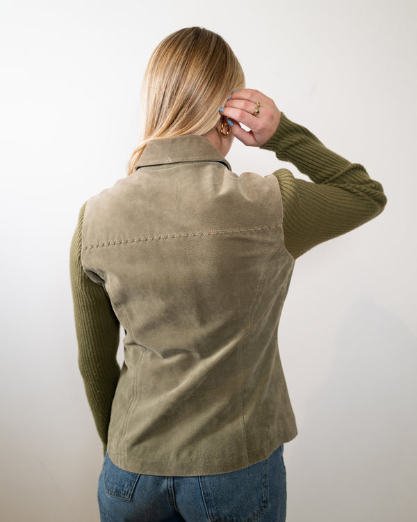 Vintage Sage Green Suede Jacket