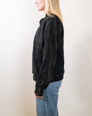 Black Suede Bomber