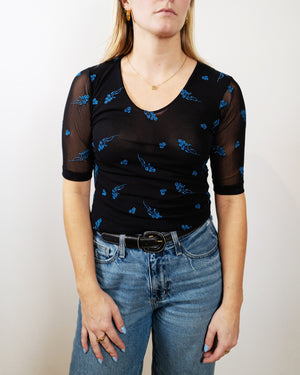 Y2k Black Floral Top