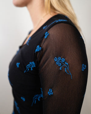 Y2k Black Floral Top