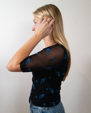 Y2k Black Floral Top