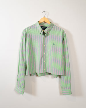 Vintage Reworked Ralph Lauren Cropped Shirt - Green/Pink