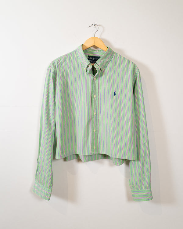 Vintage Reworked Ralph Lauren Cropped Shirt - Green/Pink