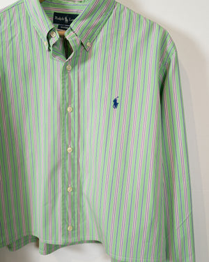 Vintage Reworked Ralph Lauren Cropped Shirt - Green/Pink