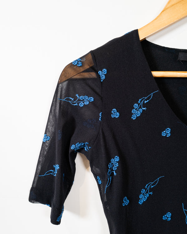 Y2k Black Floral Top