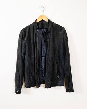 Black Suede Bomber