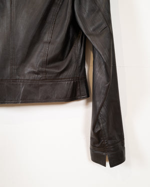 Vintage Brown Leather Jacket - 2-Way Zip