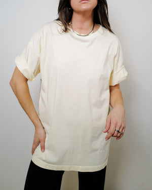 Vintage Basic Soft Yellow Cotton T-shirt
