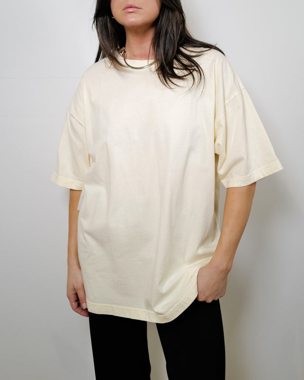 Vintage Basic Soft Yellow Cotton T-shirt