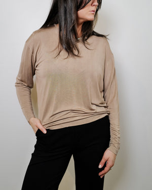 Vintage Taupe Silk Long Sleeve
