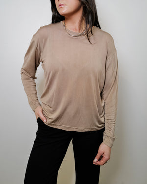 Vintage Taupe Silk Long Sleeve