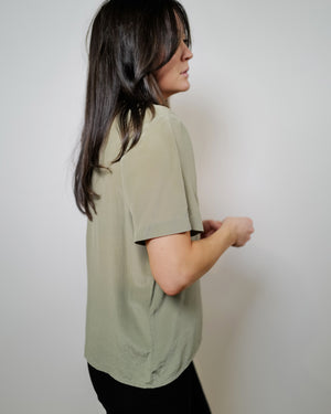 Vintage Olive Silk Top