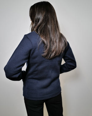 Vintage Wool Zip Sweater Jacket - Navy