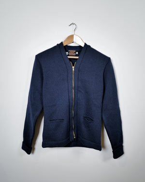 Vintage Wool Zip Sweater Jacket - Navy