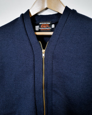 Vintage Wool Zip Sweater Jacket - Navy