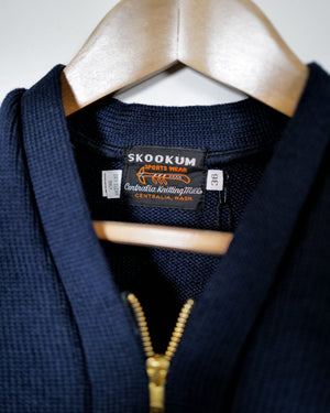 Vintage Wool Zip Sweater Jacket - Navy