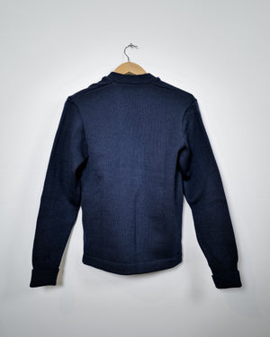 Vintage Wool Zip Sweater Jacket - Navy